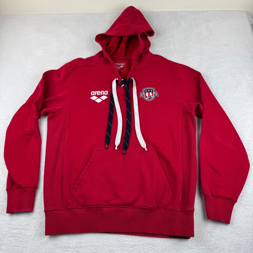 Arena USA Swimming Hoodie Mens Med Red 2016 Olympic Pullover Graphic Sweatshirt‎